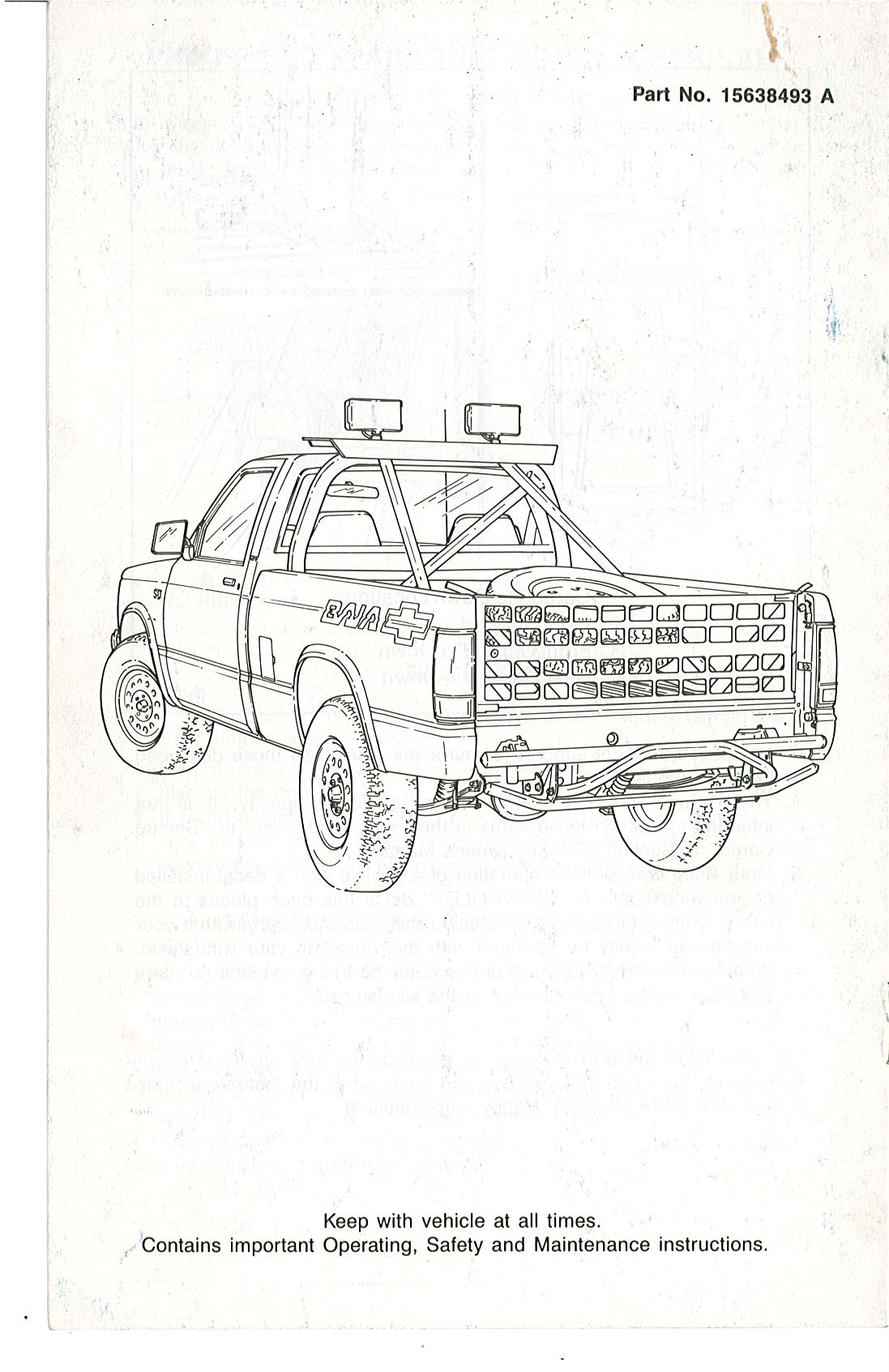 1989 Owners Manual Supplement Cover Page 2